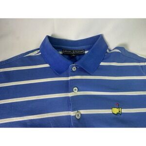 Masters Collection Short Sleeve Golf Polo Shirt Men's Medium‎ Blue Stripe Pima
